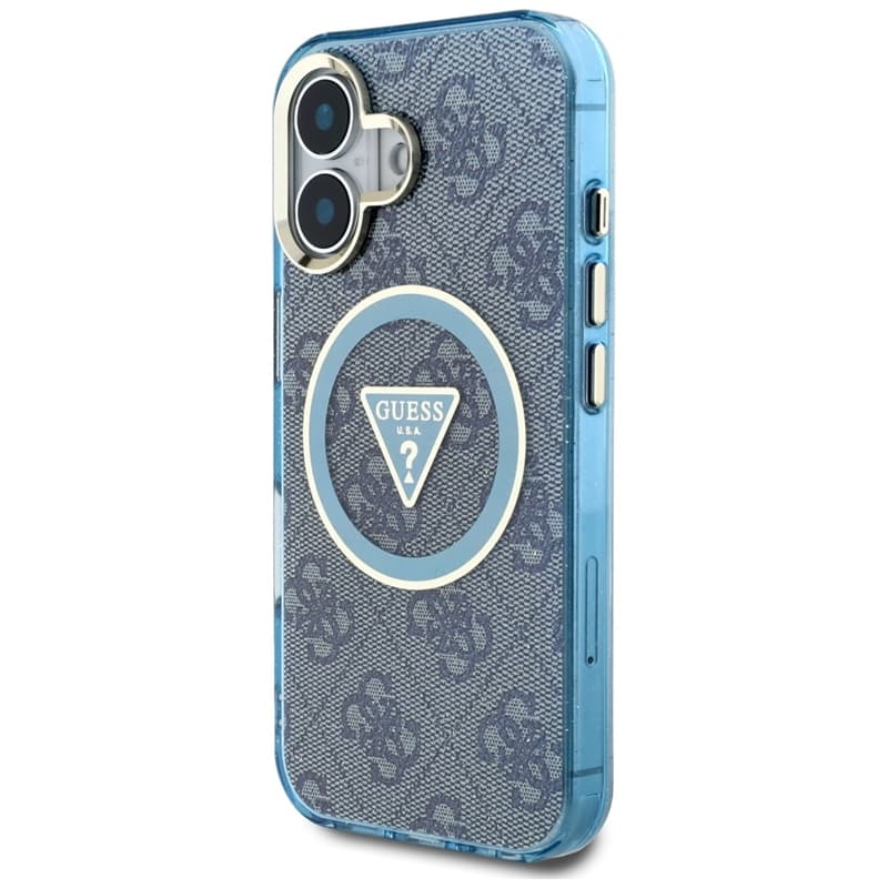 Guess IML Metal Glitter 4G Circle Triangle MagSafe - Case for iPhone 16 (blue) 2