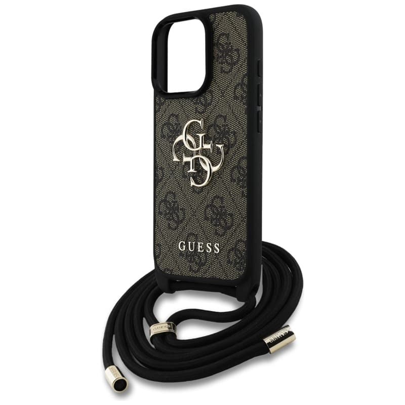 Guess 4G Big Logo Cord Strap Crossbody - Case for iPhone 16 Pro Max (brown) 5