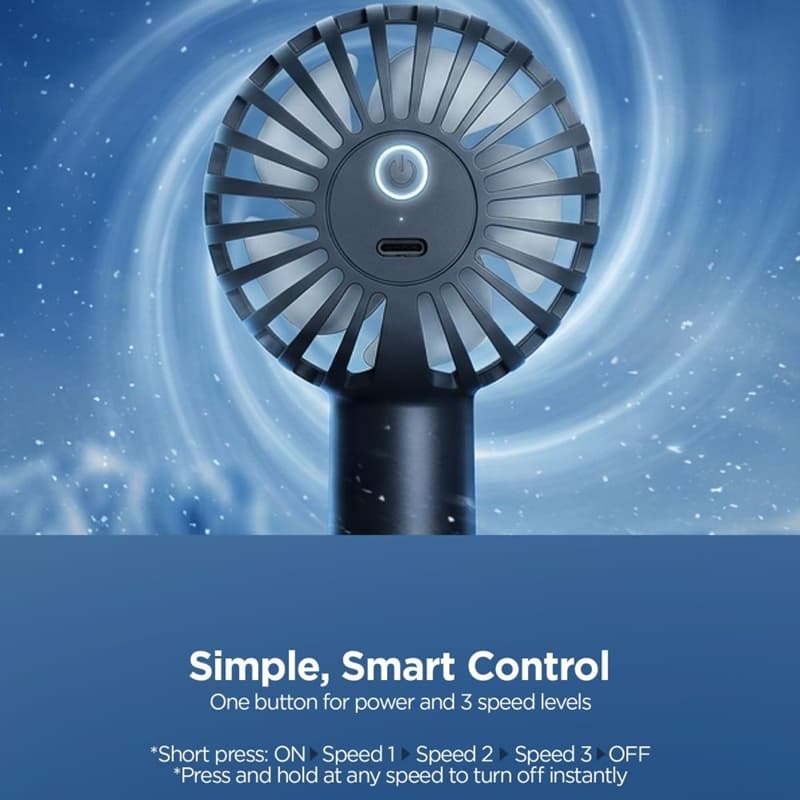 Spigen A905 Mini - Wireless Travel Fan 1800 mAh (Black) 7