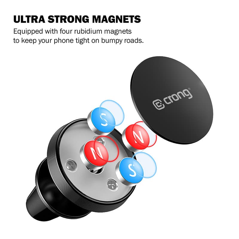 Crong Magnetic Smart Car Holder – Magnetic car phone holder (black) 4