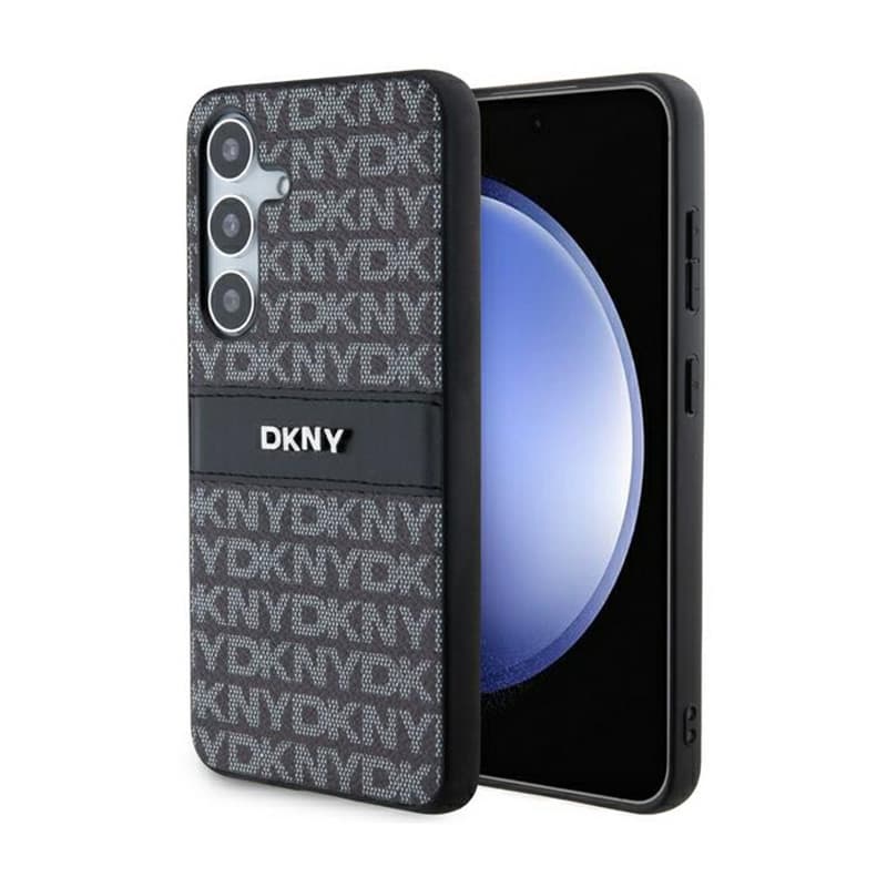 DKNY Leather Mono Stripe & Metal Logo - Samsung Galaxy S24 Case (black) 1