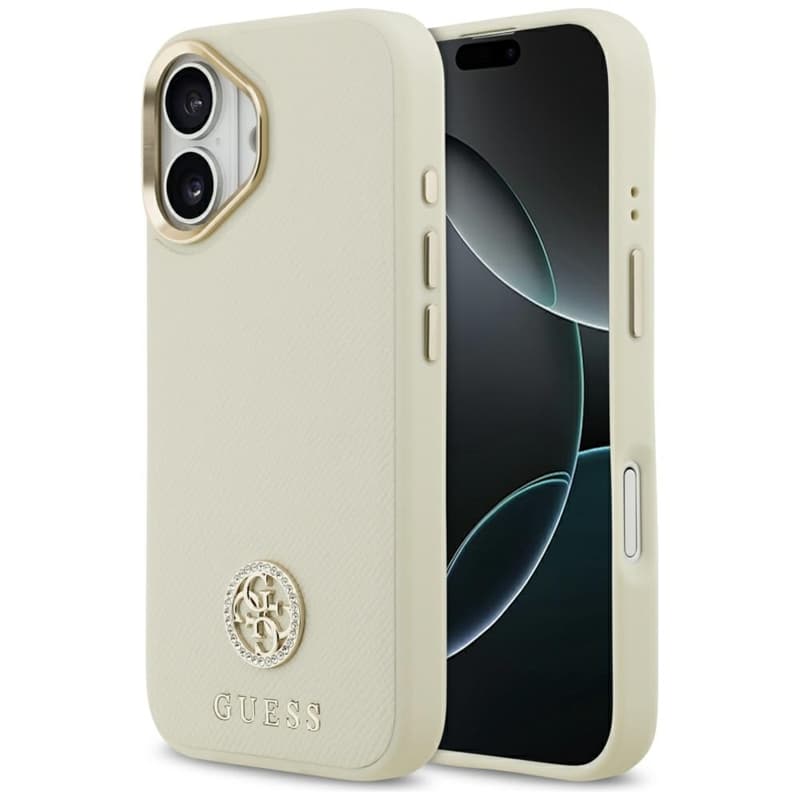 Guess Grained Strass Logo MagSafe - Case iPhone 17 (beige)