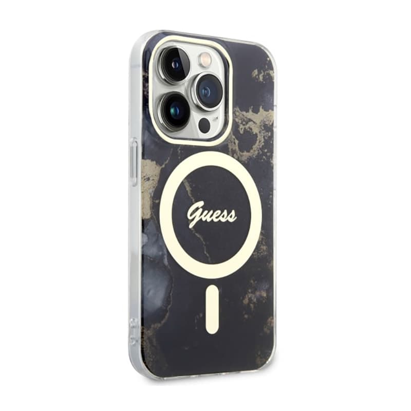 Guess Golden Marble MagSafe - Case for iPhone 14 Pro (Black) 4