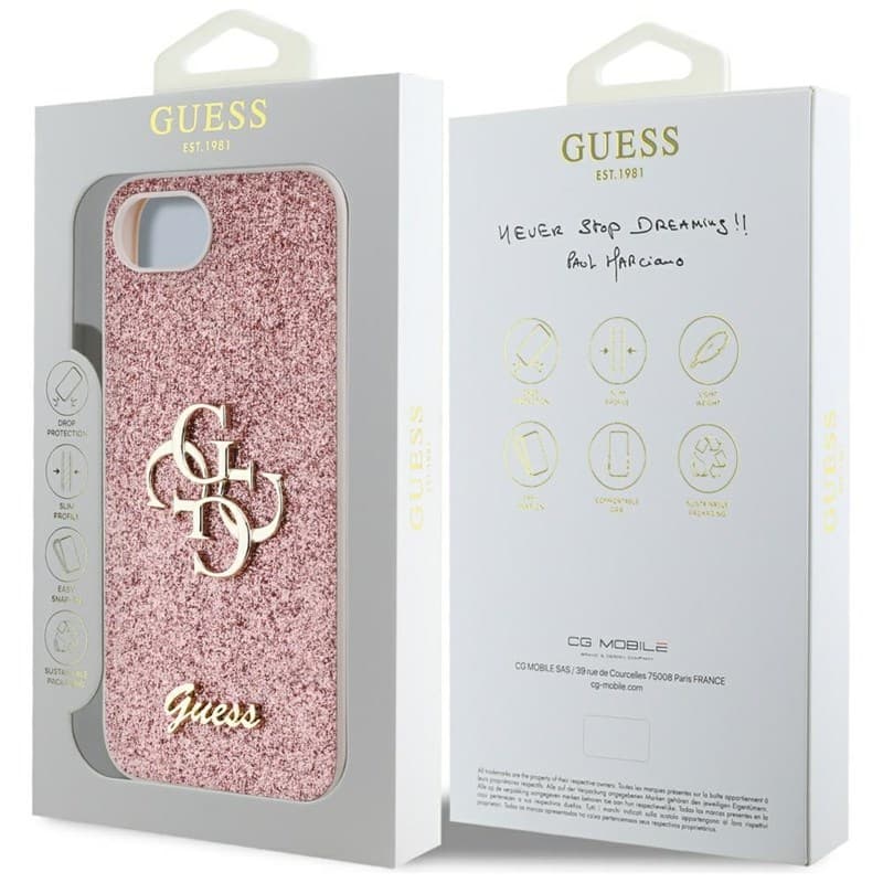 Guess Fixed Glitter Big 4G - Case for iPhone 16e (pink) 8