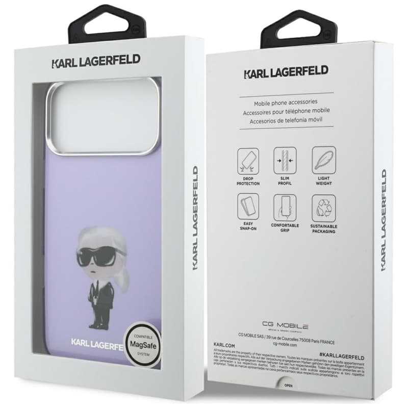 Karl Lagerfeld IML Aquarelle Karl & Choupette & Logo MagSafe - Case iPhone 17 Pro Max (Purple) 8
