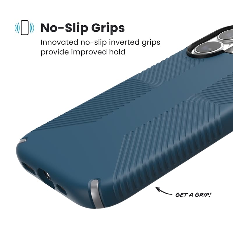Speck Presidio2 Grip MagSafe - iPhone 17 Case (Deep Sea/Silver Metallic) 3