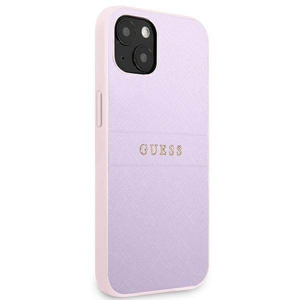 Guess Saffiano Hot Stamp & Metal Logo - iPhone 13 mini case (liliowy) 4