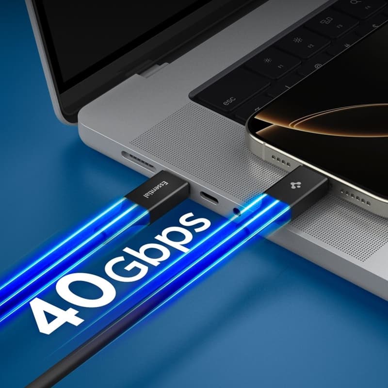 Spigen EB24012CC Essential - USB-C to USB-C PD Cable 240W 1.2m (Black) 4