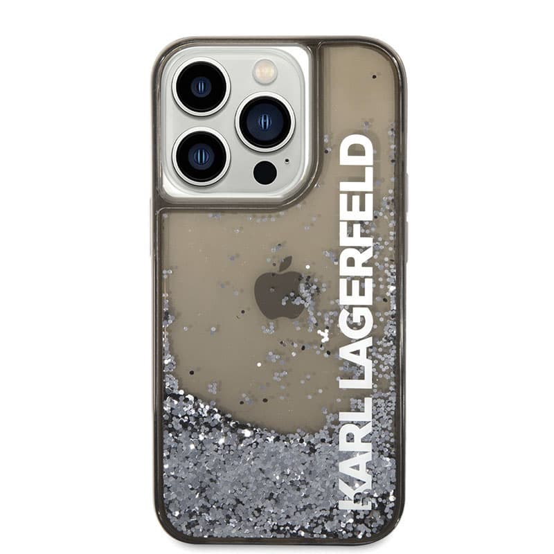 Karl Lagerfeld Liquid Glitter Translucent Elongated Logo Case - Case for iPhone 14 Pro (Black) 2