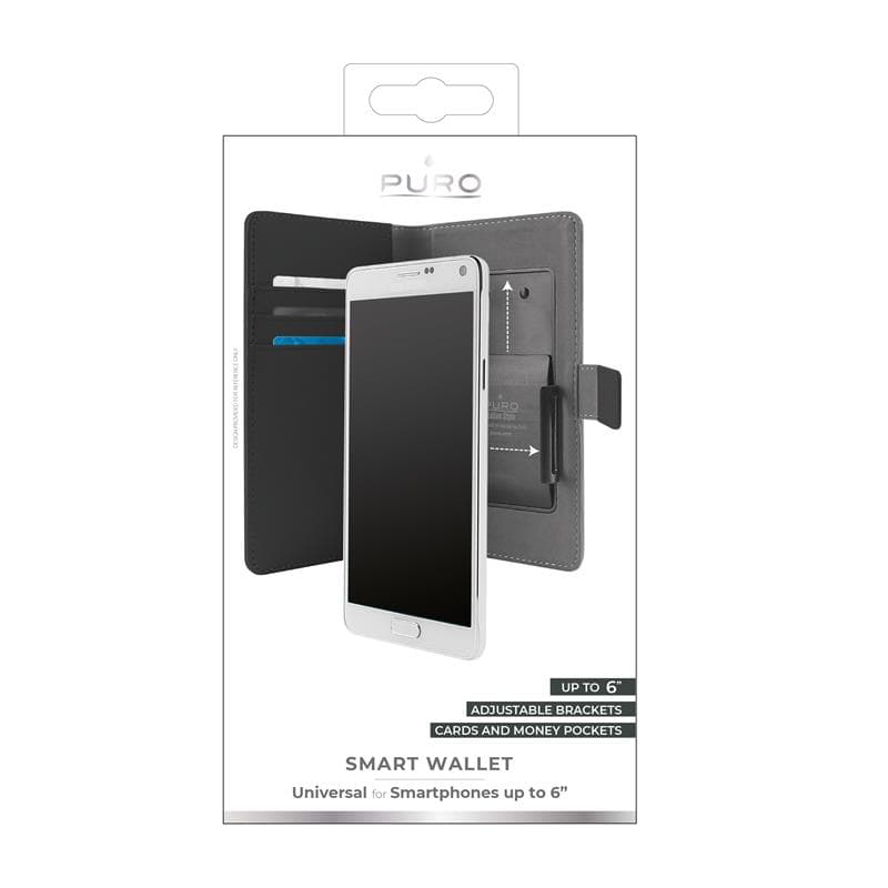 PURO Smart Wallet - Universal case with a holder for taking photos with pockets for cards and money, size XXL (black) 6