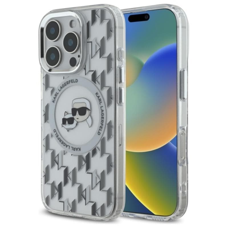 Karl Lagerfeld IML Monogram Karl & Choupette Head MagSafe - Case for iPhone 16 Pro (transparent) 1