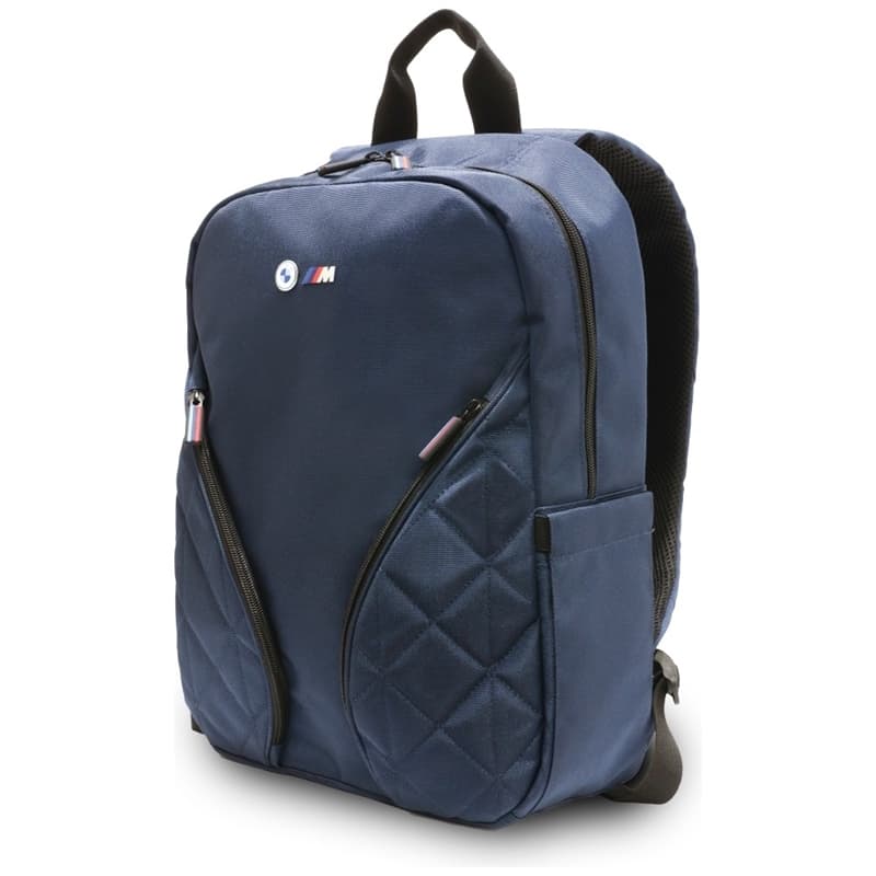 BMW Nylon Pockets & Metal Logo - 16" Notebook Backpack (Navy Blue) 2