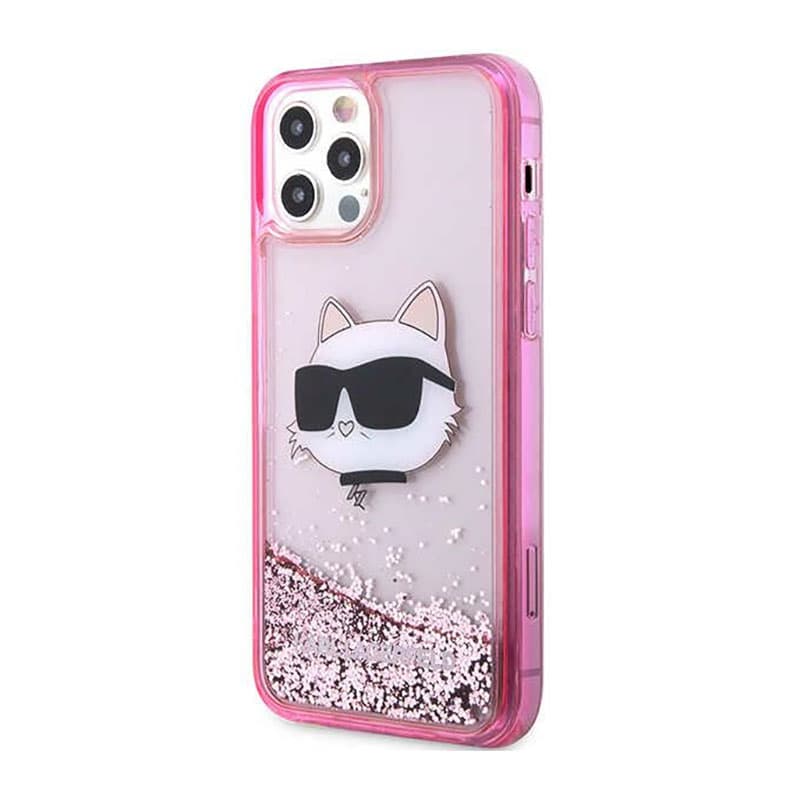 Karl Lagerfeld Liquid Glitter NFT Choupette Head - Case for iPhone 12 / iPhone 12 Pro (Pink) 2