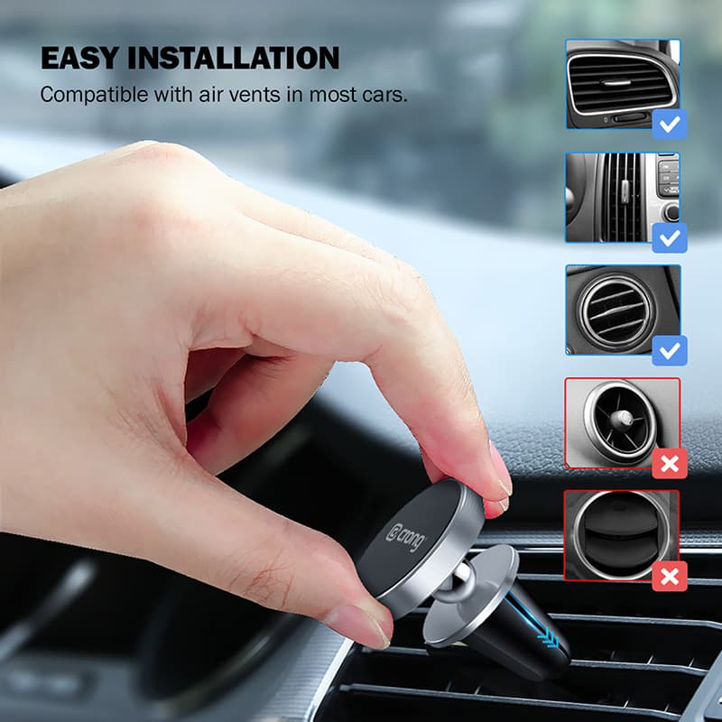 Crong Magnetic Smart Car Holder – Magnetic car phone holder (black) 6