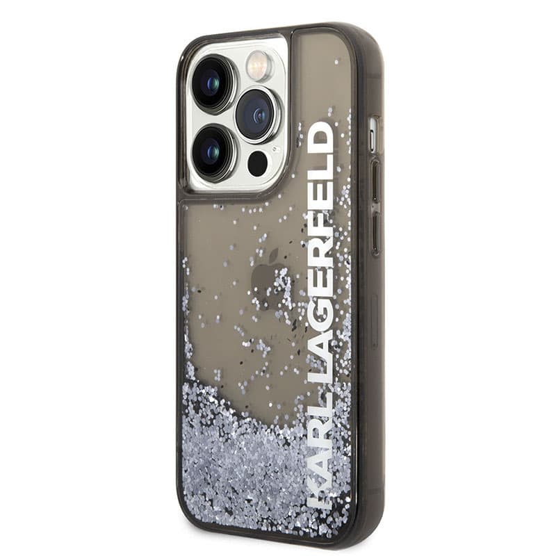 Karl Lagerfeld Liquid Glitter Translucent Elongated Logo Case - Case for iPhone 14 Pro (Black) 1