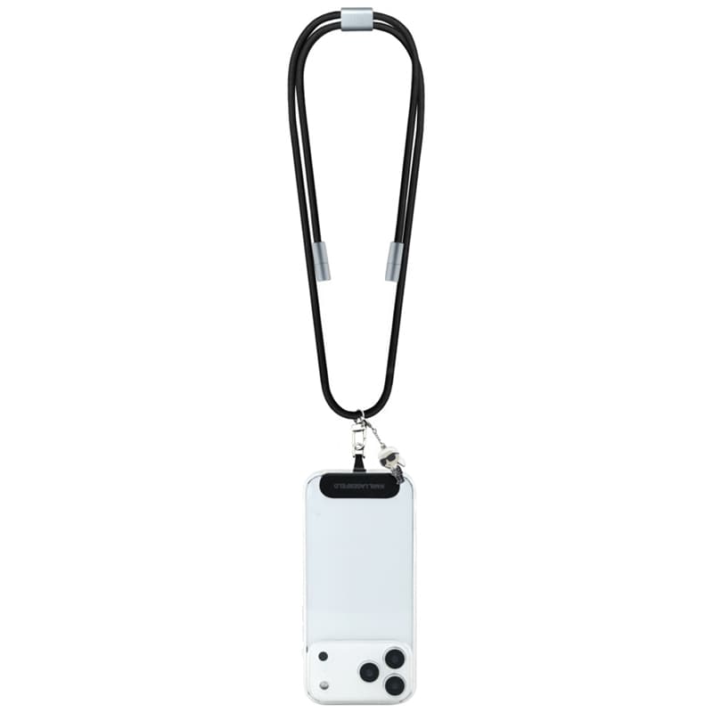 Karl Lagerfeld Crossbody Strap Ikonik Charm - Universal Phone Strap / USB-C to USB-C Cable 1.5m (Black) 2