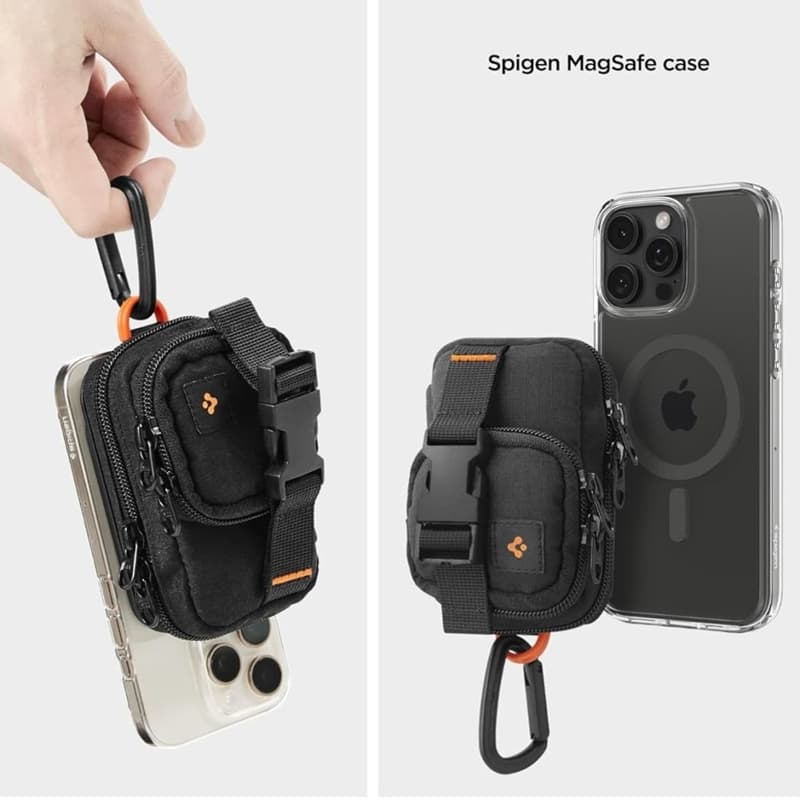 Spigen Snap Zip MagFit Pouch - MagSafe Compact Bag/Magnetic Organizer (Black) 7