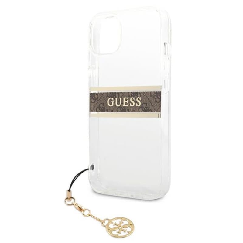 Guess 4G Stripe Brown Charm  - Case for iPhone 13 mini (Transparent) 6