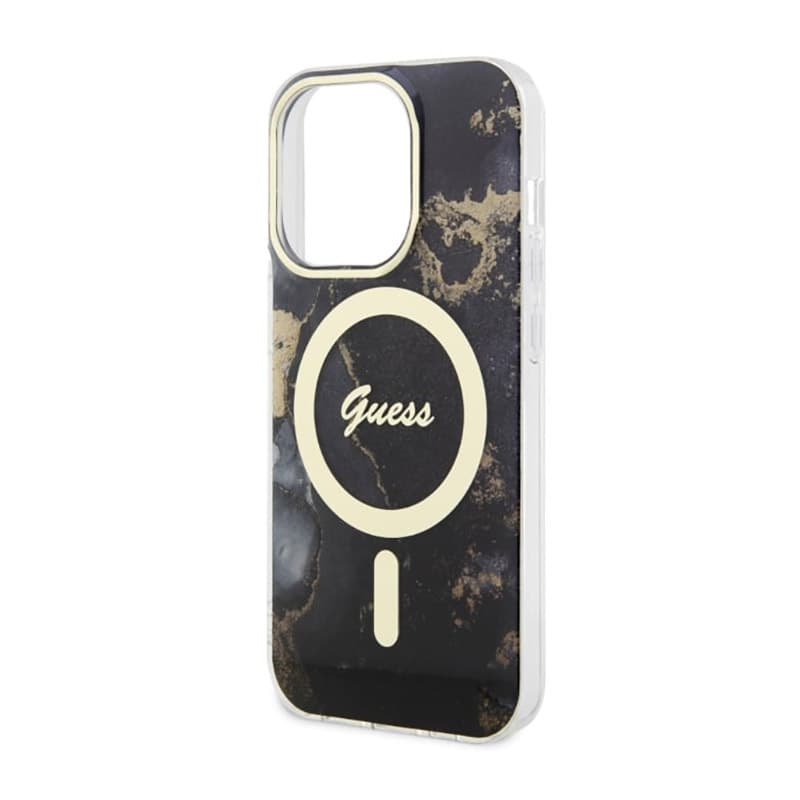 Guess Golden Marble MagSafe - Case for iPhone 14 Pro (Black) 6