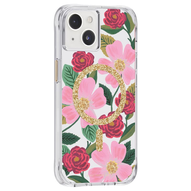 Rifle Paper Clear MagSafe - Case decorated in gold for iPhone 14 / iPhone 13 (Rose Garden) 2
