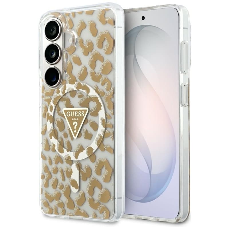 Guess IML Leopard Print Triangle MagSafe - Samsung Galaxy S26 Case (Brown) 1