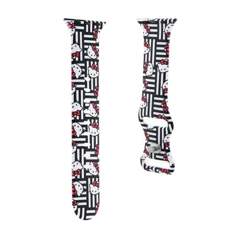 Hello Kitty Silicone Heads & Stripes - Strap for Apple Watch 38/40/41 mm (black) 3