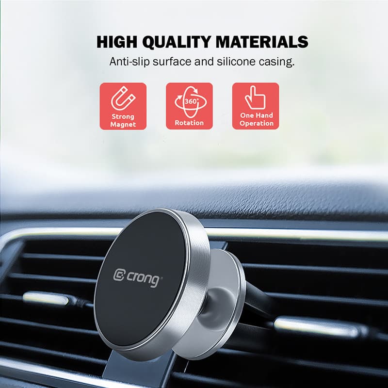 Crong Magnetic Smart Car Holder – Magnetic car phone holder (black) 7