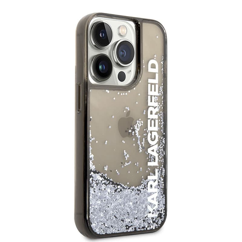Karl Lagerfeld Liquid Glitter Translucent Elongated Logo Case - Case for iPhone 14 Pro (Black) 3
