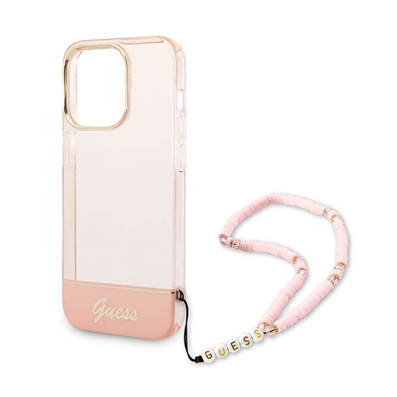Guess Translucent Pearl Strap - Case for iPhone 14 Pro Max (Pink) 5