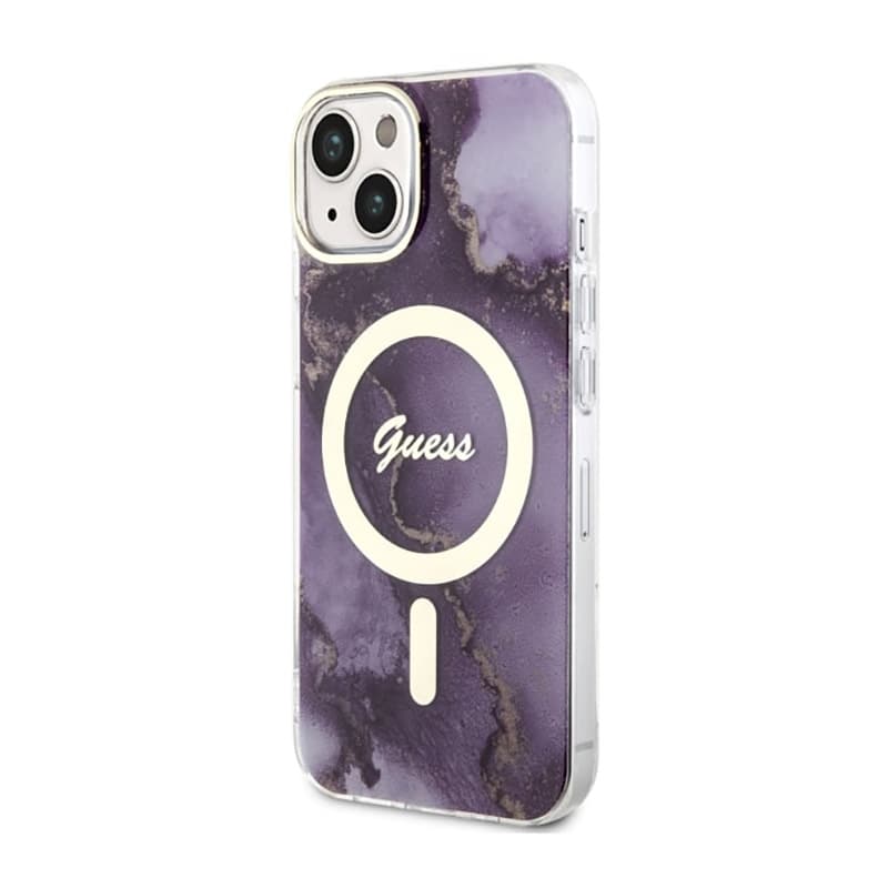 Guess Golden Marble MagSafe - Case for iPhone 14 (Purple) 2