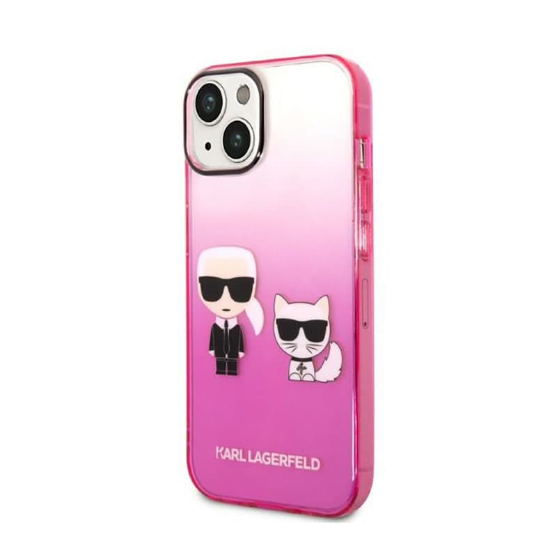 Karl Lagerfeld Gradient Ikonik Karl & Choupette - Case for iPhone 14 Plus (Pink) 2