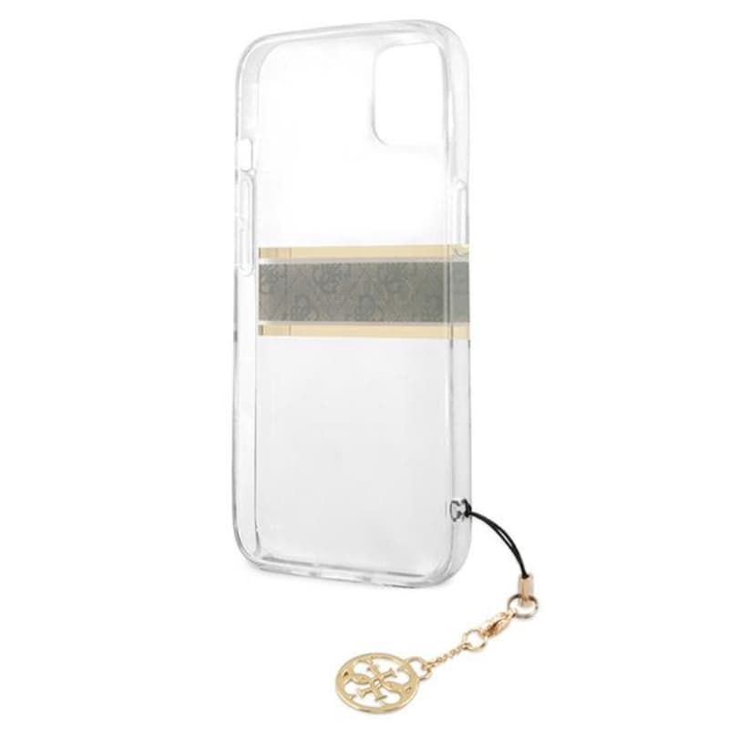 Guess 4G Stripe Brown Charm  - Case for iPhone 13 mini (Transparent) 7