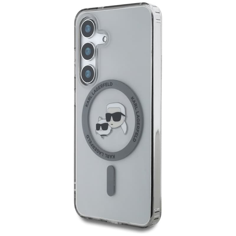 Karl Lagerfeld Button Karl & Choupette Heads Printed Logo MagSafe - Case for Samsung Galaxy S25+ (Black) 2