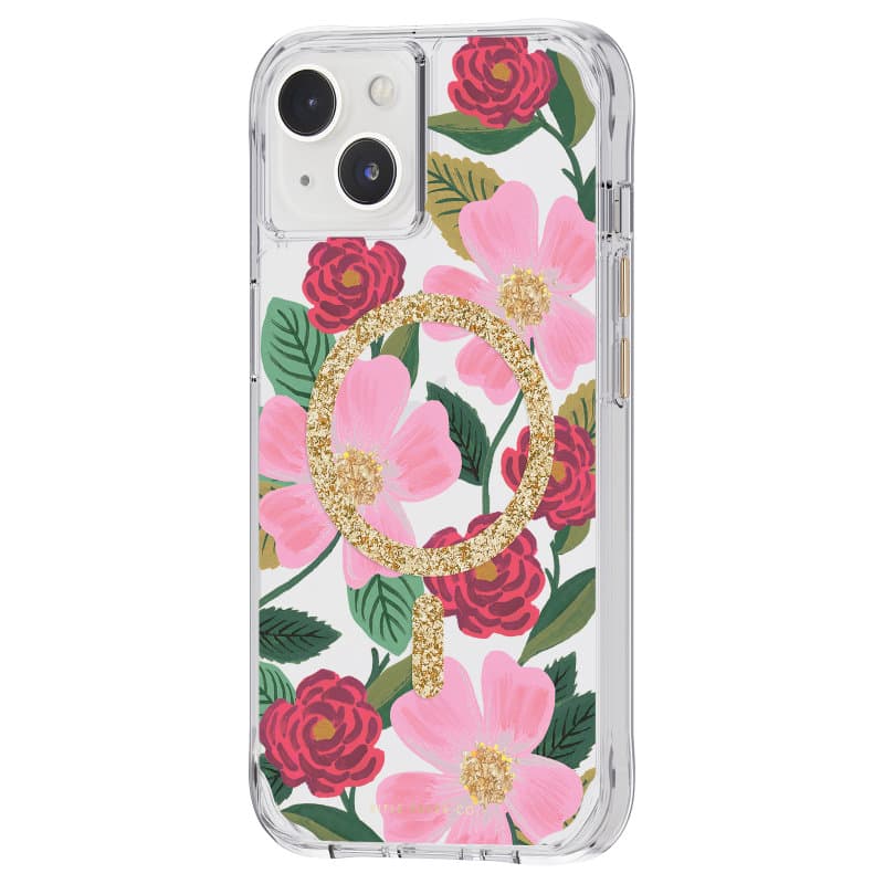 Rifle Paper Clear MagSafe - Case decorated in gold for iPhone 14 / iPhone 13 (Rose Garden) 3