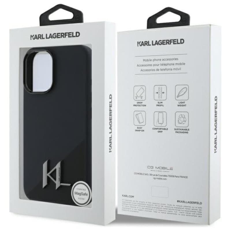 Karl Lagerfeld Silicone Shadow Metal Initial MagSafe - Case for iPhone 16 (black) 8