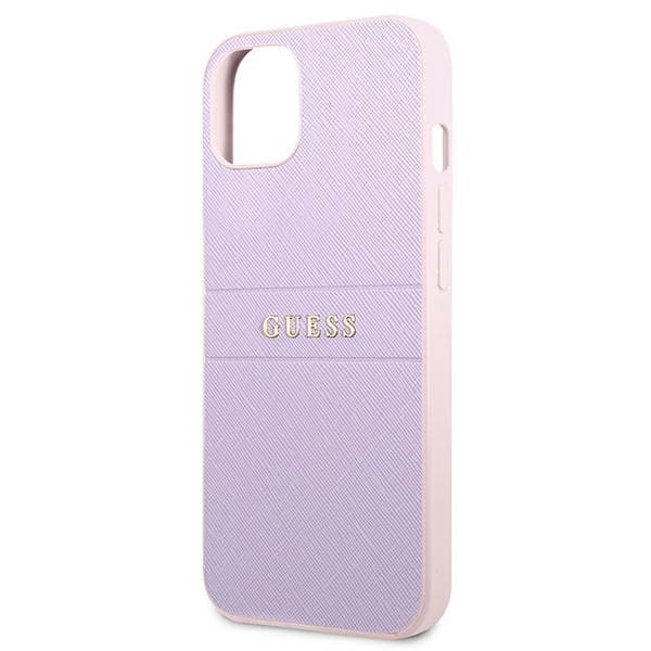 Guess Saffiano Hot Stamp & Metal Logo - iPhone 13 mini case (liliowy) 6