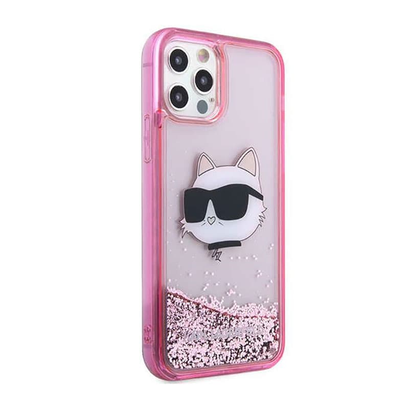 Karl Lagerfeld Liquid Glitter NFT Choupette Head - Case for iPhone 12 / iPhone 12 Pro (Pink) 4