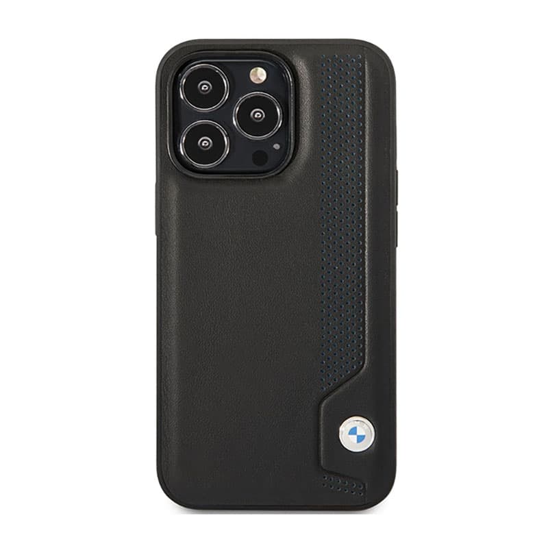 BMW Leather Blue Dots - Case for iPhone 14 Pro Max (Black) 3
