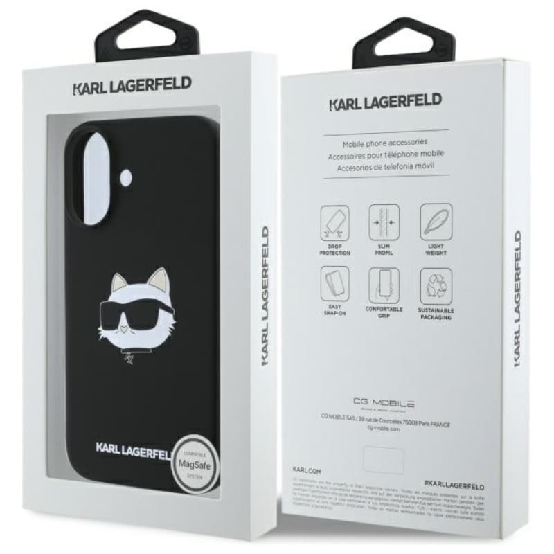 Karl Lagerfeld Silicone Choupette Head Print MagSafe - Case iPhone 16 (black) 8