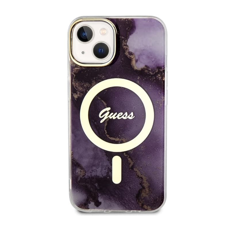 Guess Golden Marble MagSafe - Case for iPhone 14 (Purple) 3