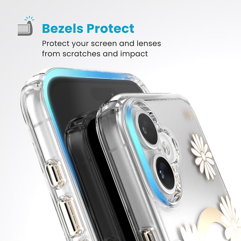 Speck Presidio Lux ClickLock & MagSafe - iPhone 16 Plus Case (Sunshine Daisies / Clear / Gold) 6
