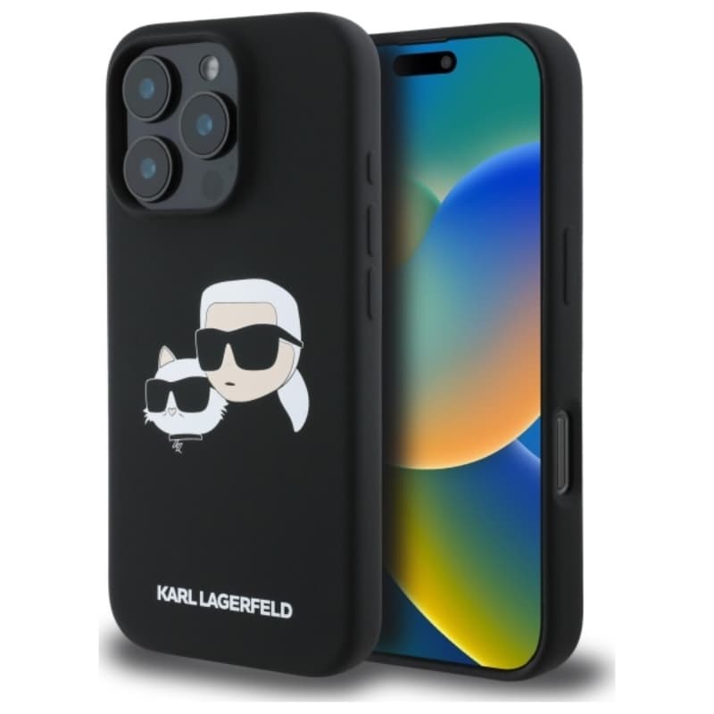 Karl Lagerfeld Silicone Double Heads Print MagSafe - Case iPhone 16 Pro (black) 1