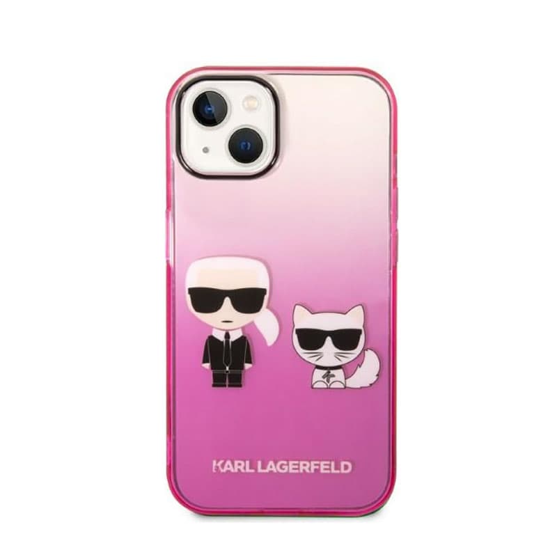 Karl Lagerfeld Gradient Ikonik Karl & Choupette - Case for iPhone 14 Plus (Pink) 3