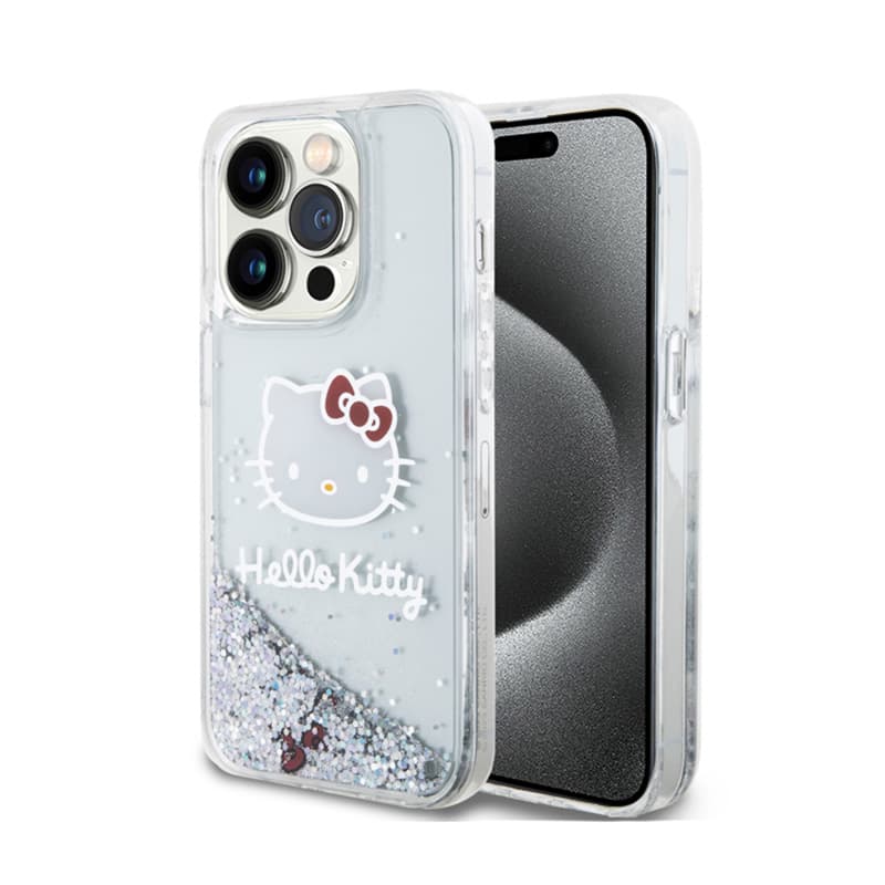 Hello Kitty Liquid Glitter Charms Kitty Head - iPhone 14 Pro Max case (silver) 1