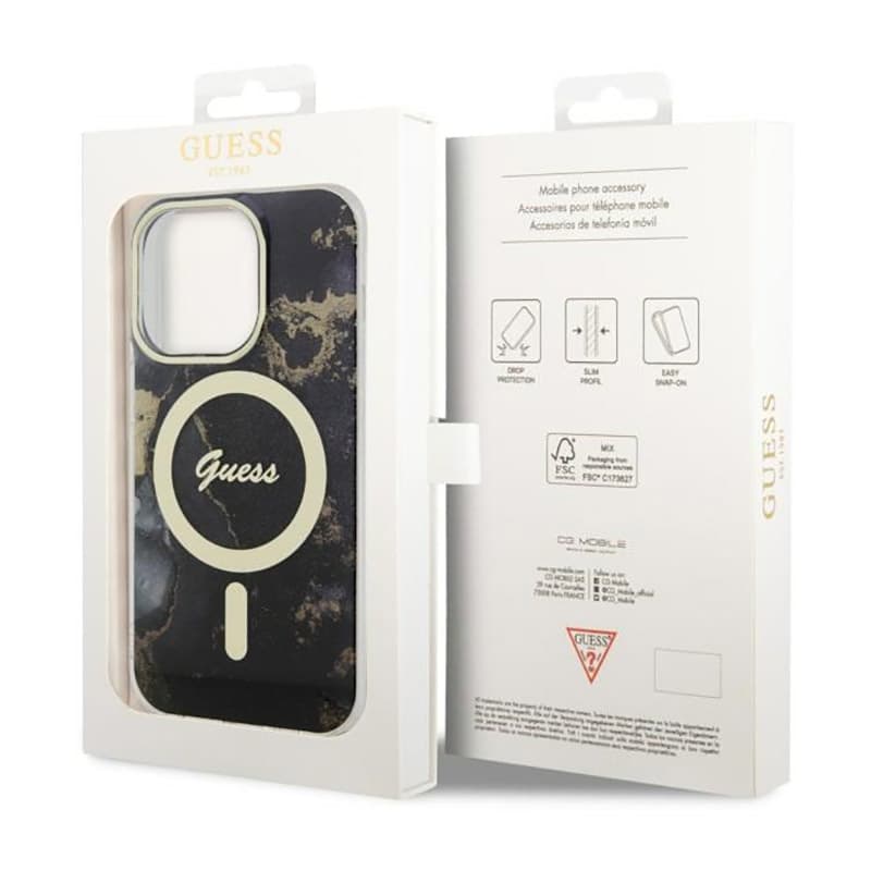Guess Golden Marble MagSafe - Case for iPhone 14 Pro (Black) 8