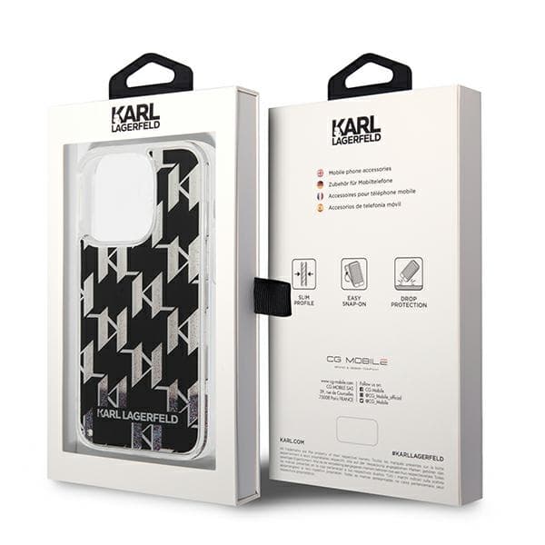 Karl Lagerfeld Monogram Liquid Glitter - Case for iPhone 14 Pro (Black) 8