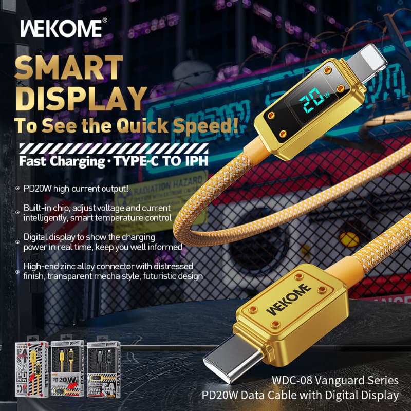 WEKOME WDC-08 Vanguard Series - USB-C to Lightning Fast Charging PD 20W 1m connection cable (Tarnish) 2