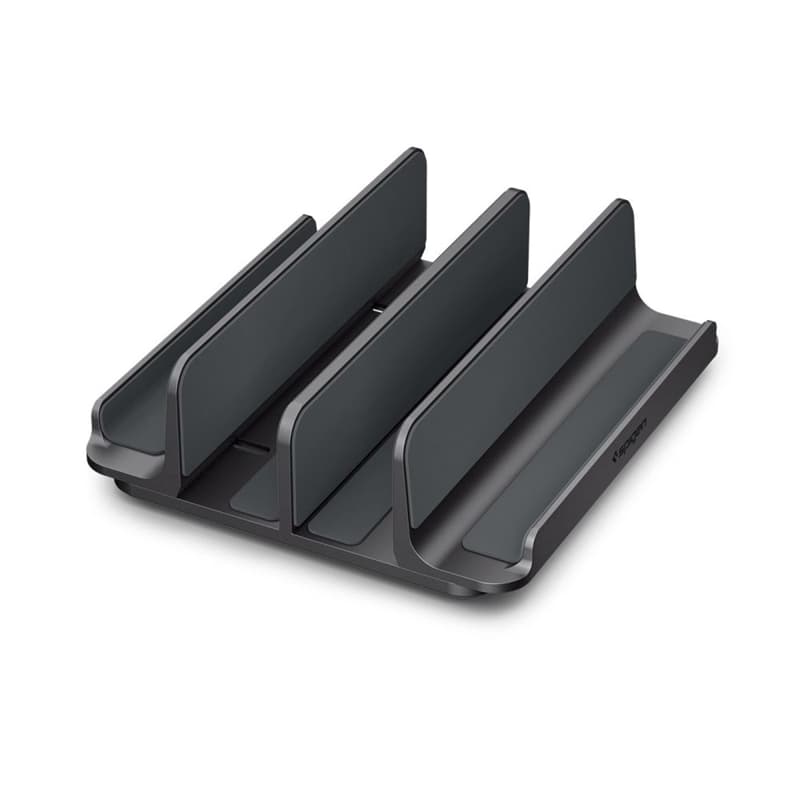 Spigen LD208S4 Vertical Laptop Stand – Aluminum Organizer/Stand for 4 Devices (Space Gray) 1
