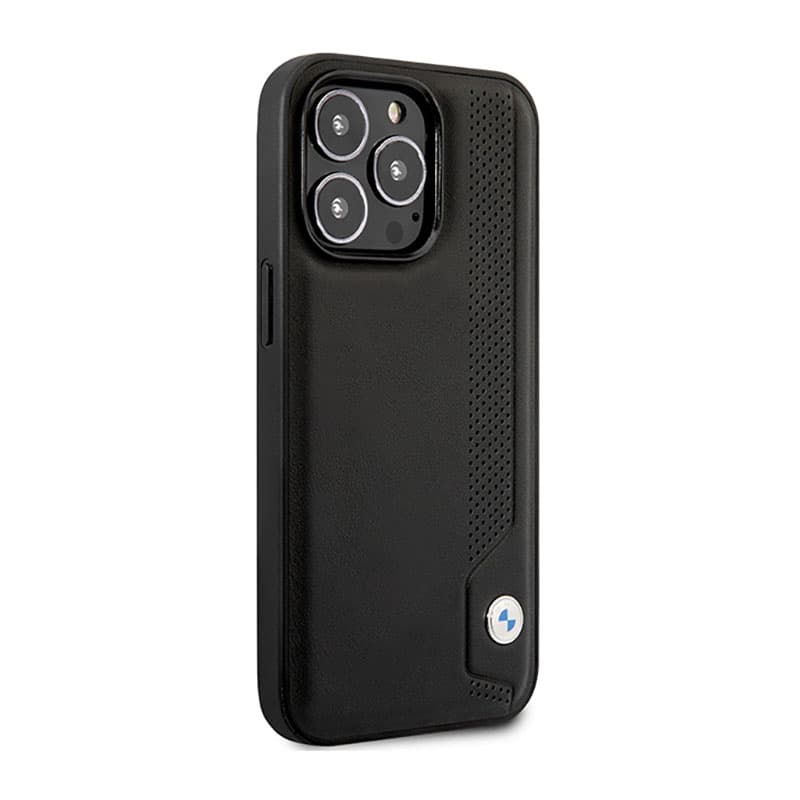 BMW Leather Blue Dots - Case for iPhone 14 Pro Max (Black) 4
