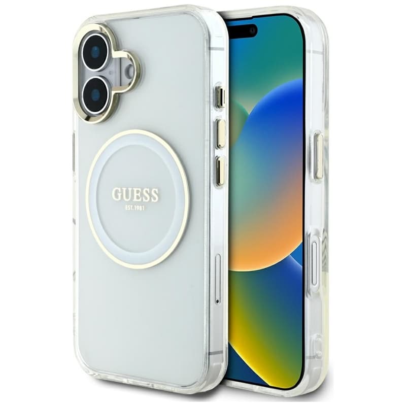 Guess IML Metal Colored Circle Classic Logo MagSafe - Case for iPhone 16 (white) 1
